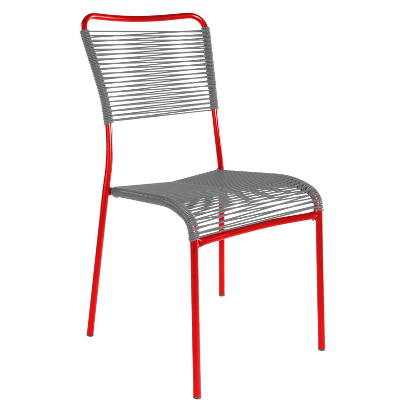 Schaffner Mendrisio Chaise Spaghetti empilable Rouge 30 Gris Argent 78 