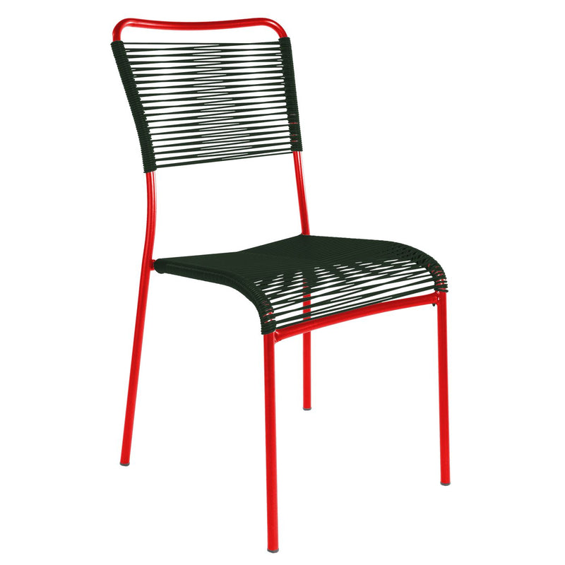 Schaffner Mendrisio Chaise Spaghetti empilable Rouge 30 Vert sapin 66 