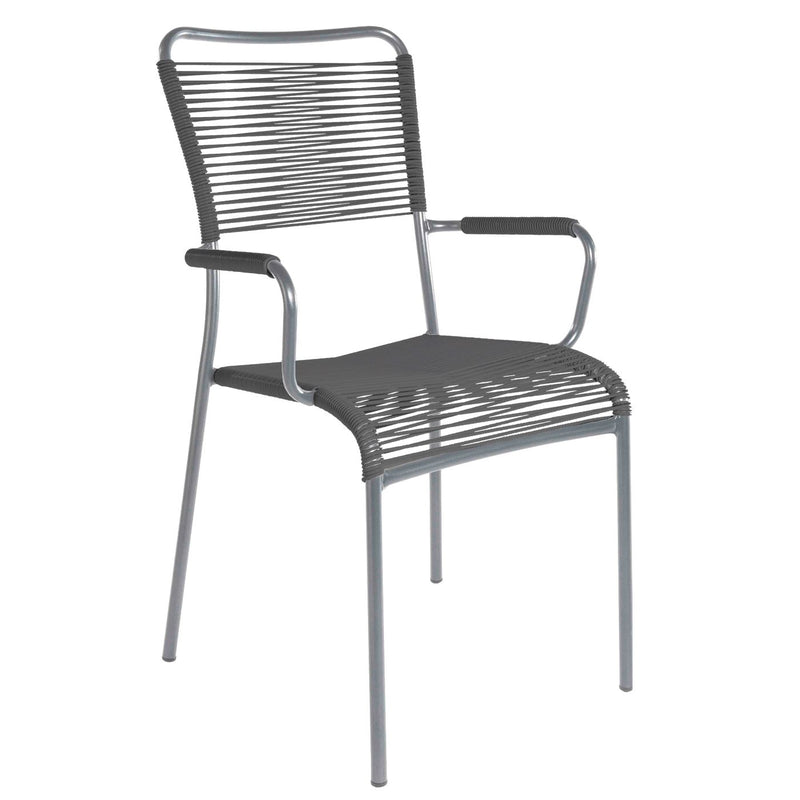 Schaffner Mendrisio Fauteuil repas Spaghetti Gris Argent 78 Anthracite 77 