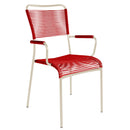 Schaffner Mendrisio Fauteuil repas Spaghetti Sable Pastel 15 Rouge 30 