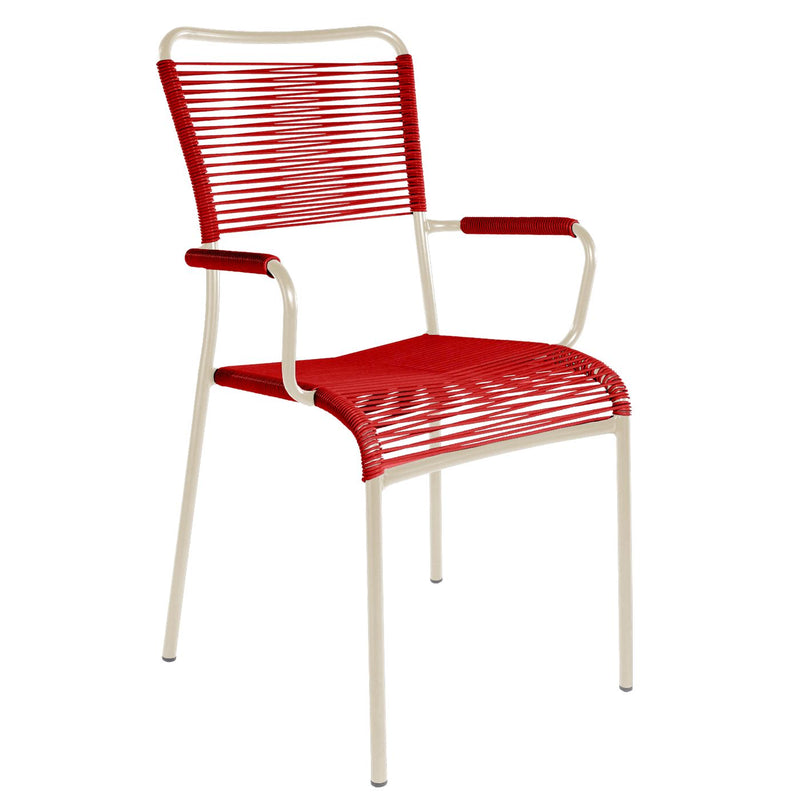 Schaffner Mendrisio Fauteuil repas Spaghetti Sable Pastel 15 Rouge 30 
