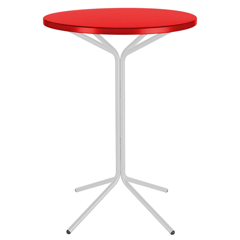 Schaffner PIX Table haute bistrot rabattable Ø80cm Blanc 90 Rouge 30 