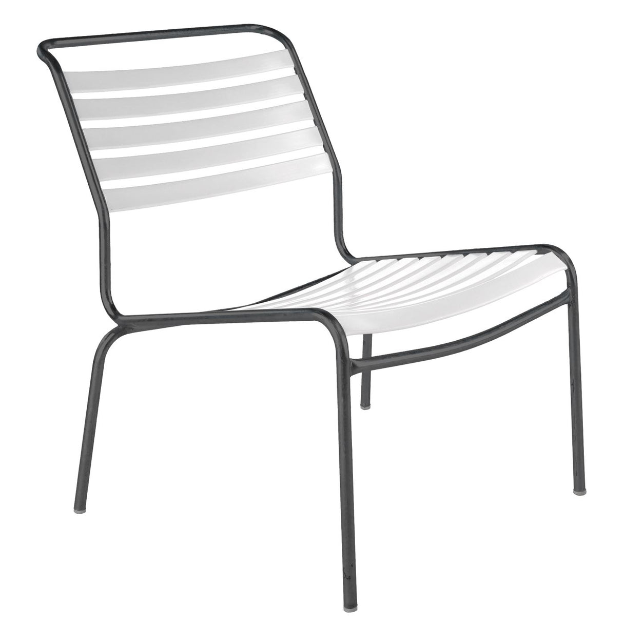 Schaffner Säntis Chaise basse à lattes Anthracite 77 Blanc 90 
