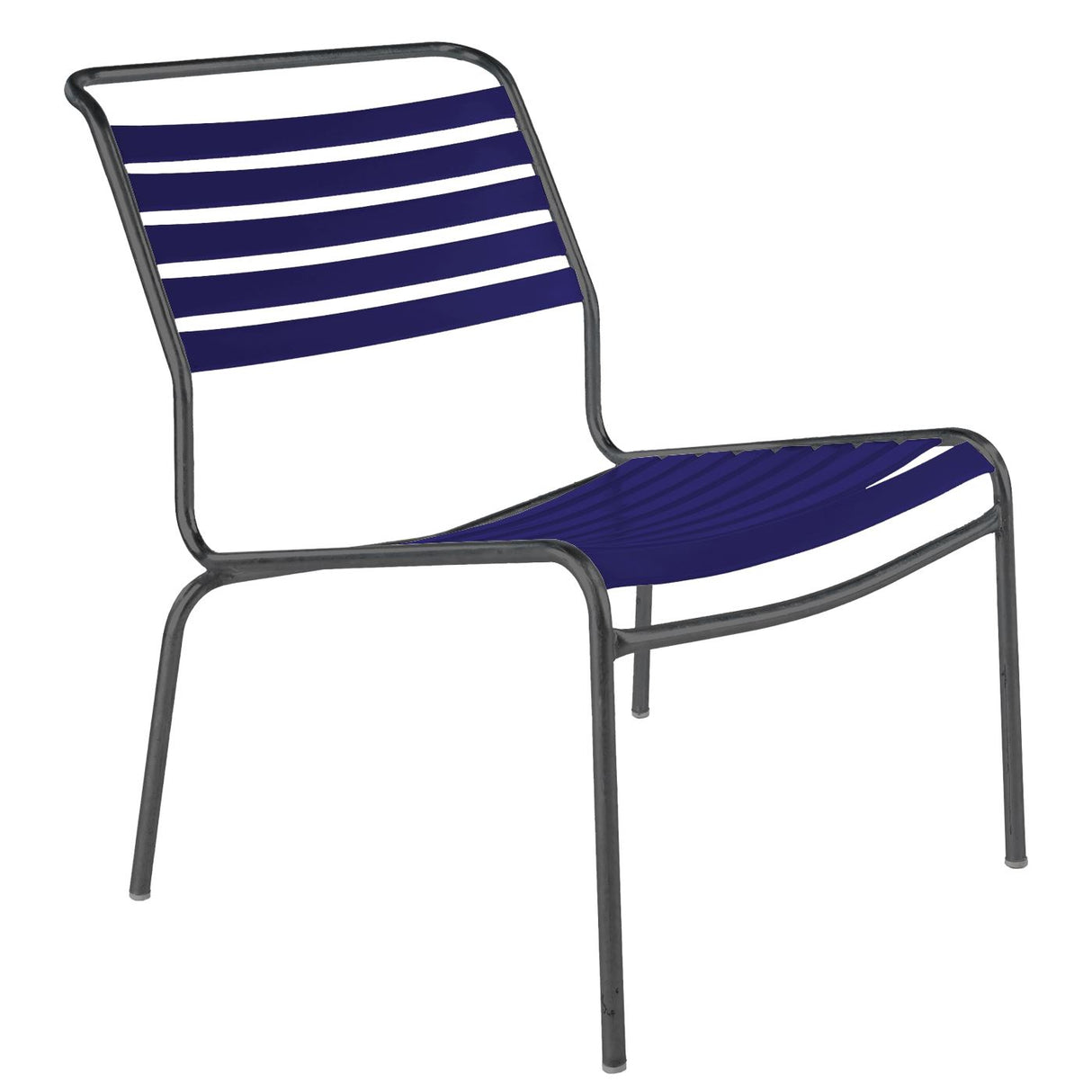Schaffner Säntis Chaise basse à lattes Anthracite 77 Bleu 53 