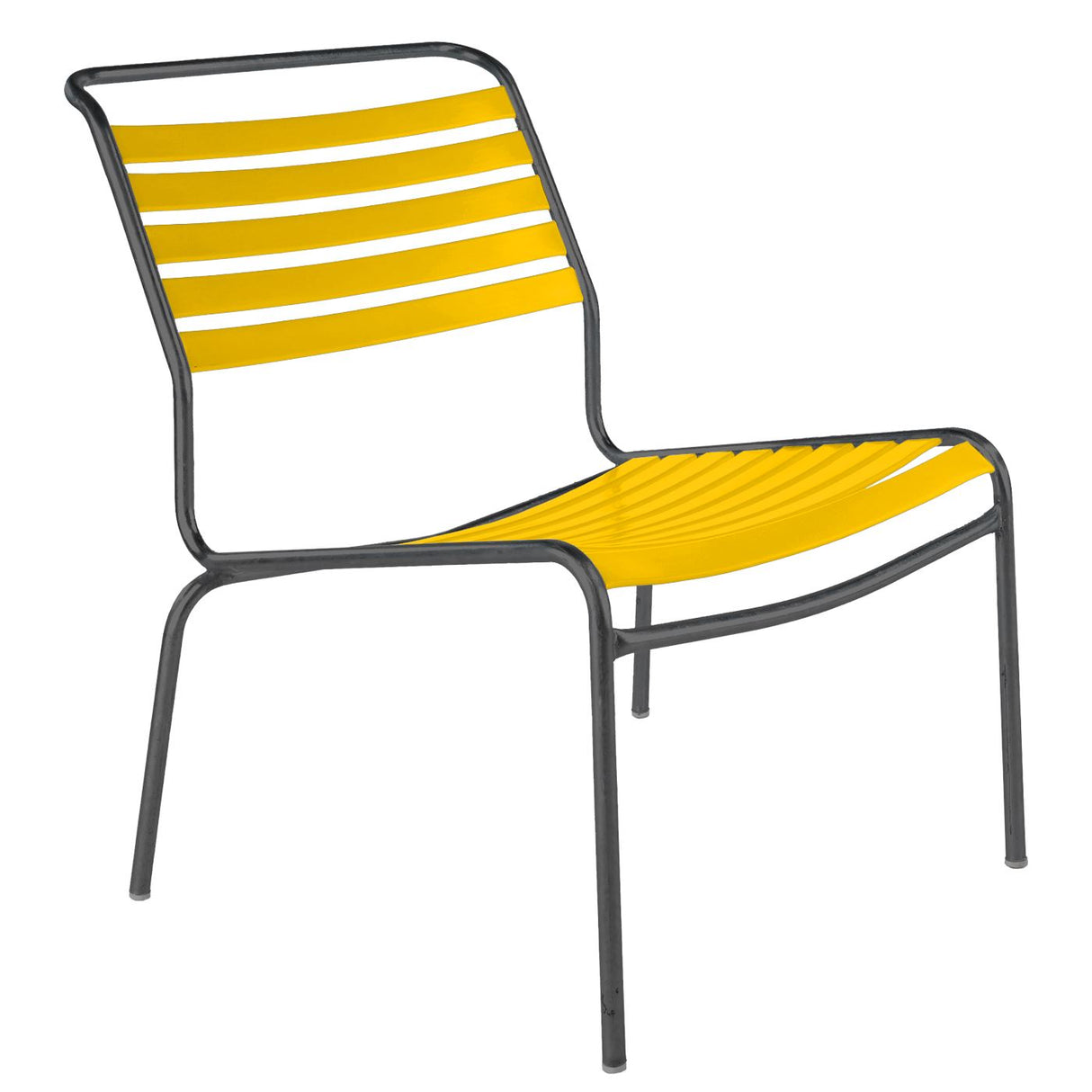 Schaffner Säntis Chaise basse à lattes Anthracite 77 Jaune 11 