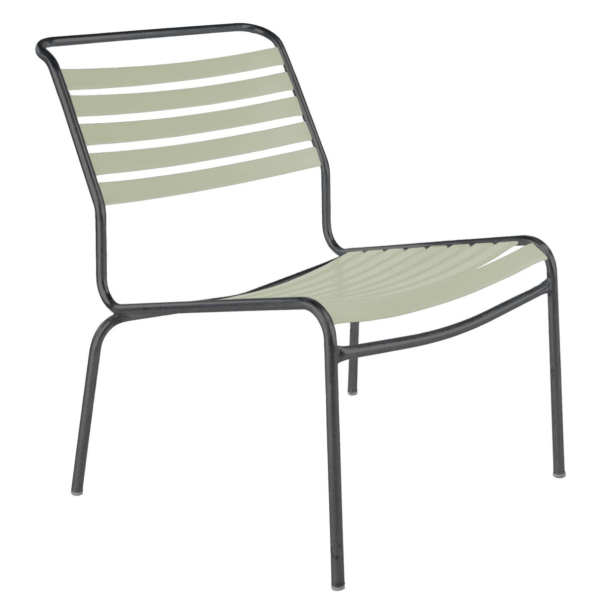 Schaffner Säntis Chaise basse à lattes Anthracite 77 Vert pastel 64 