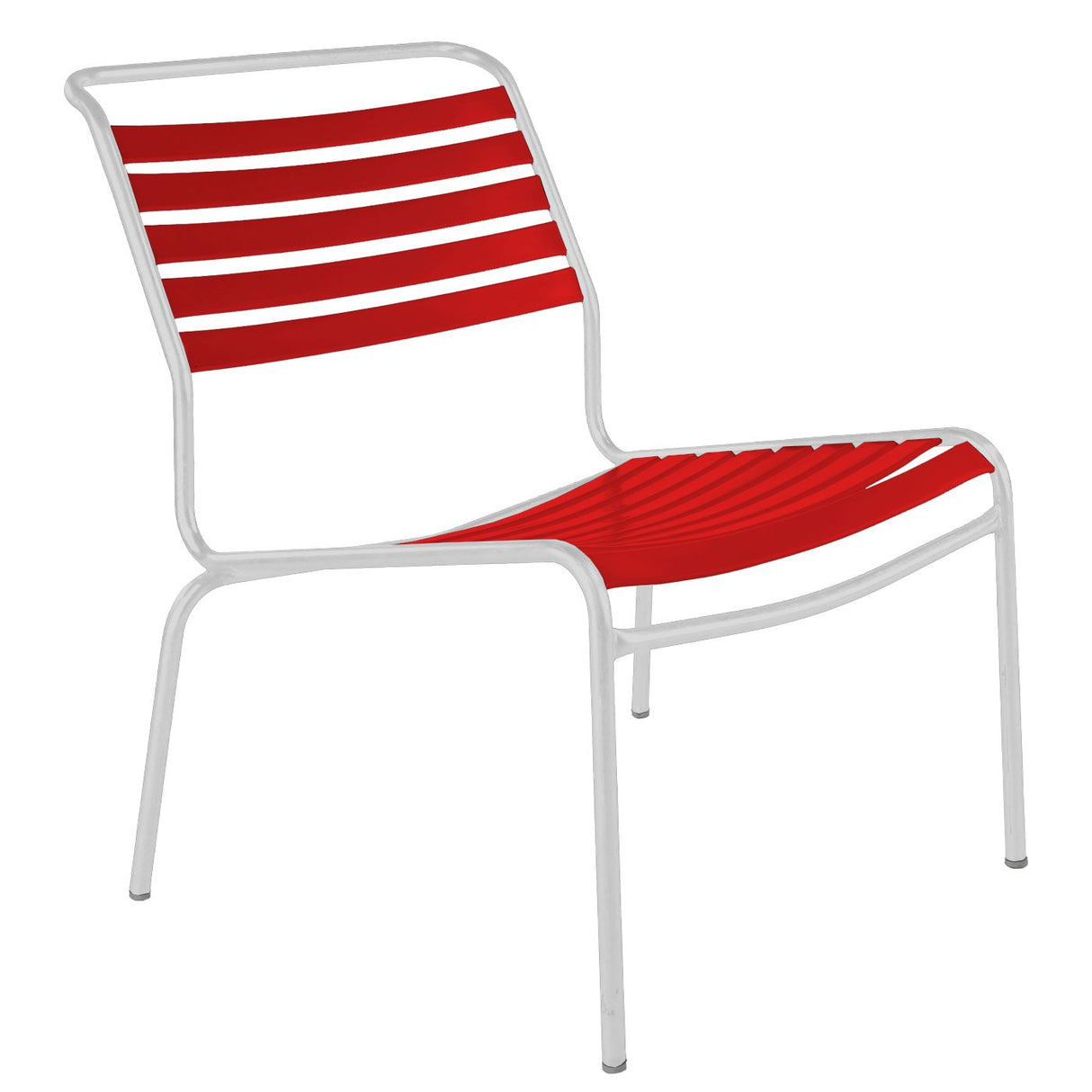 Schaffner Säntis Chaise basse à lattes Blanc 90 Rouge 30 