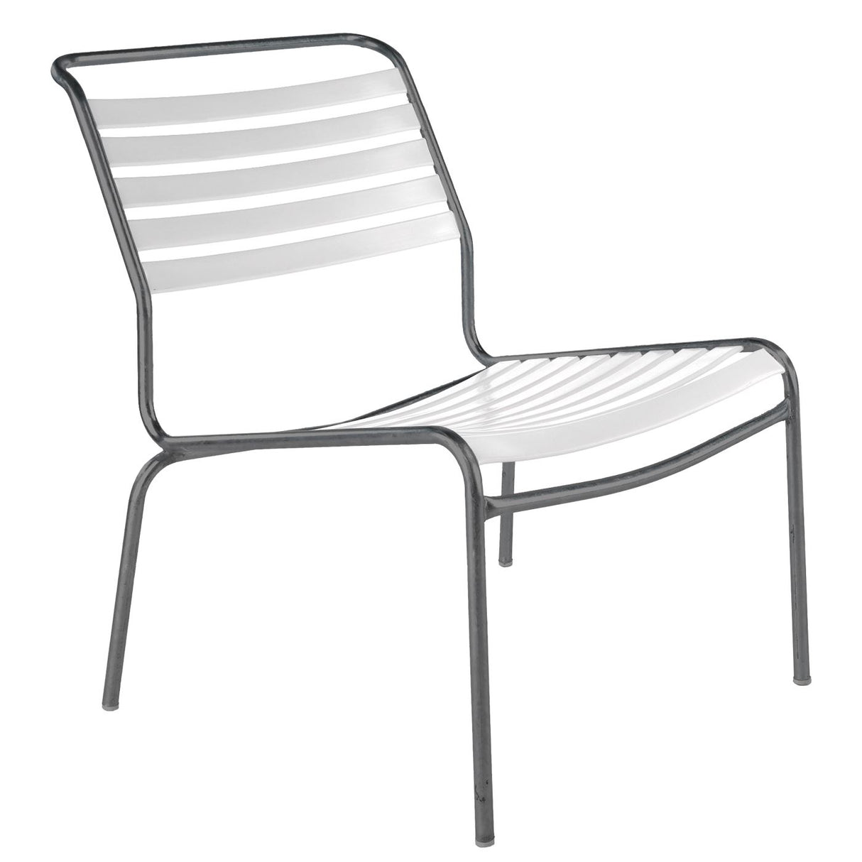 Schaffner Säntis Chaise basse à lattes Graphite 73 Blanc 90 