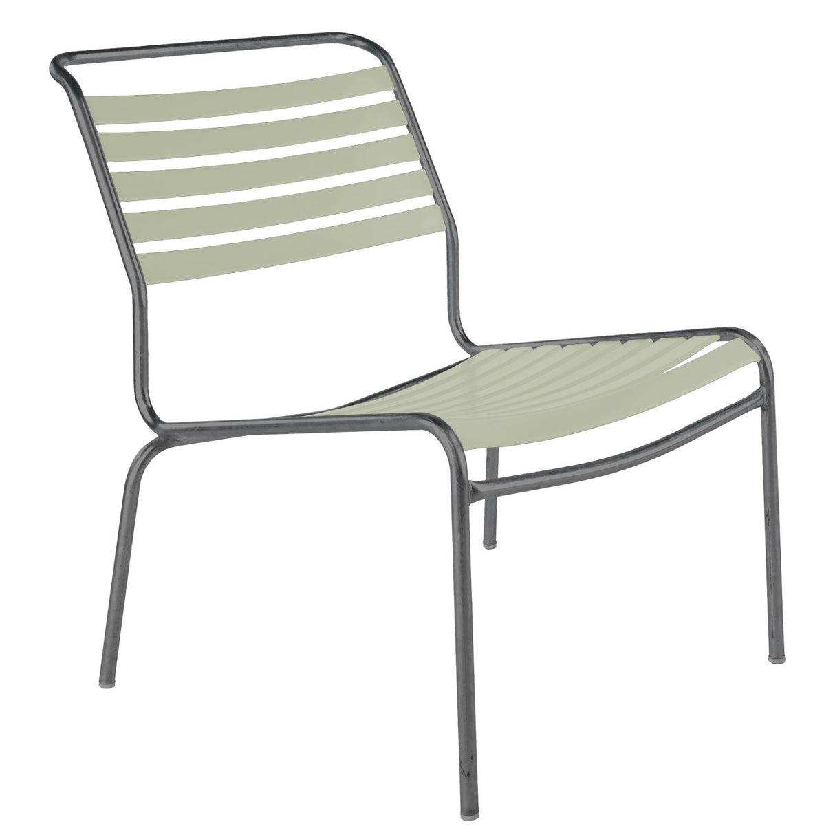 Schaffner Säntis Chaise basse à lattes Graphite 73 Vert pastel 64 