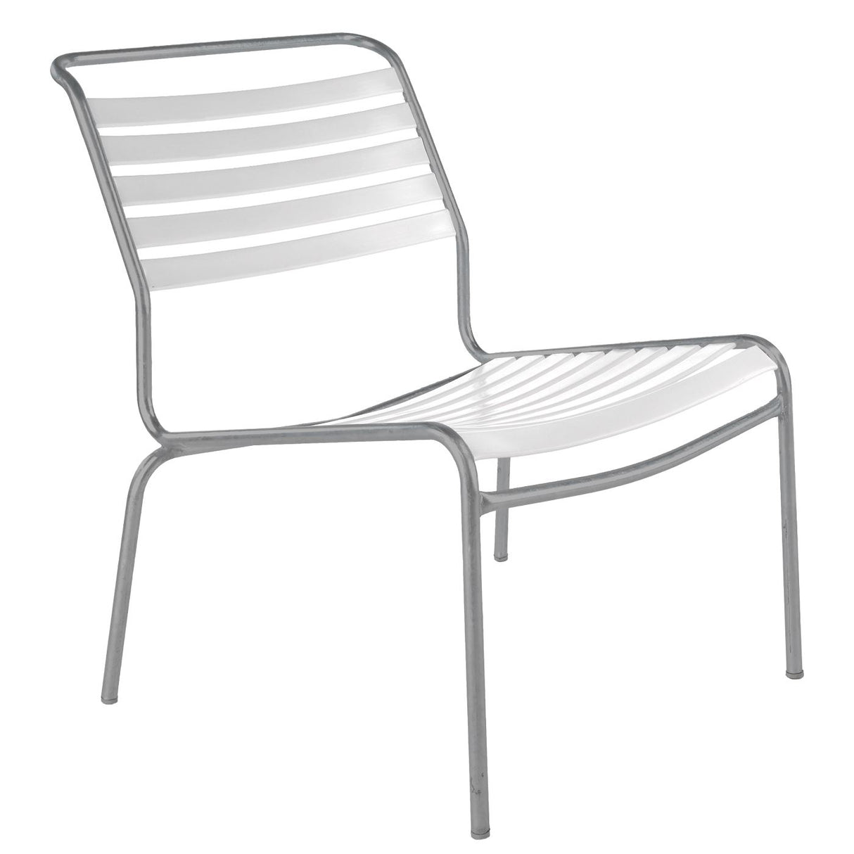 Schaffner Säntis Chaise basse à lattes Gris Argent 78 Blanc 90 