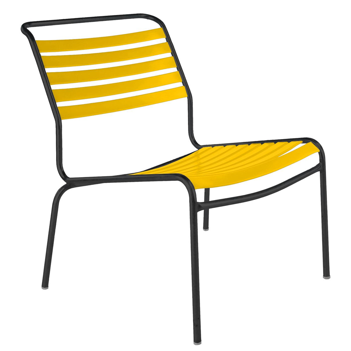 Schaffner Säntis Chaise basse à lattes Noir 91 Jaune 11 
