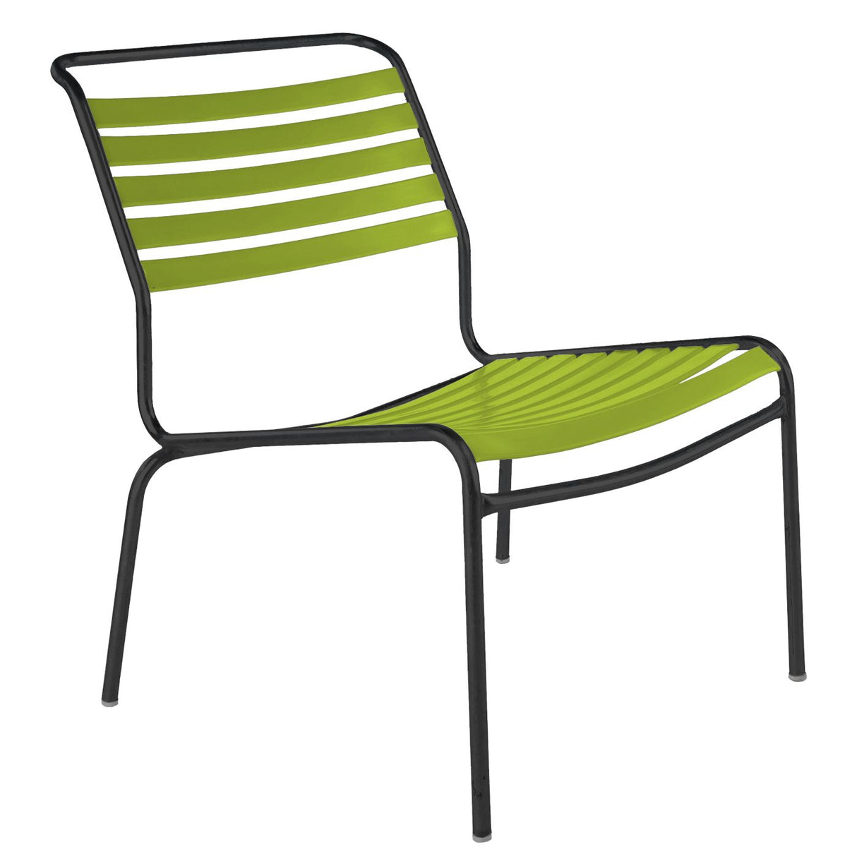 Schaffner Säntis Chaise basse à lattes Noir 91 Vert Clair 63 