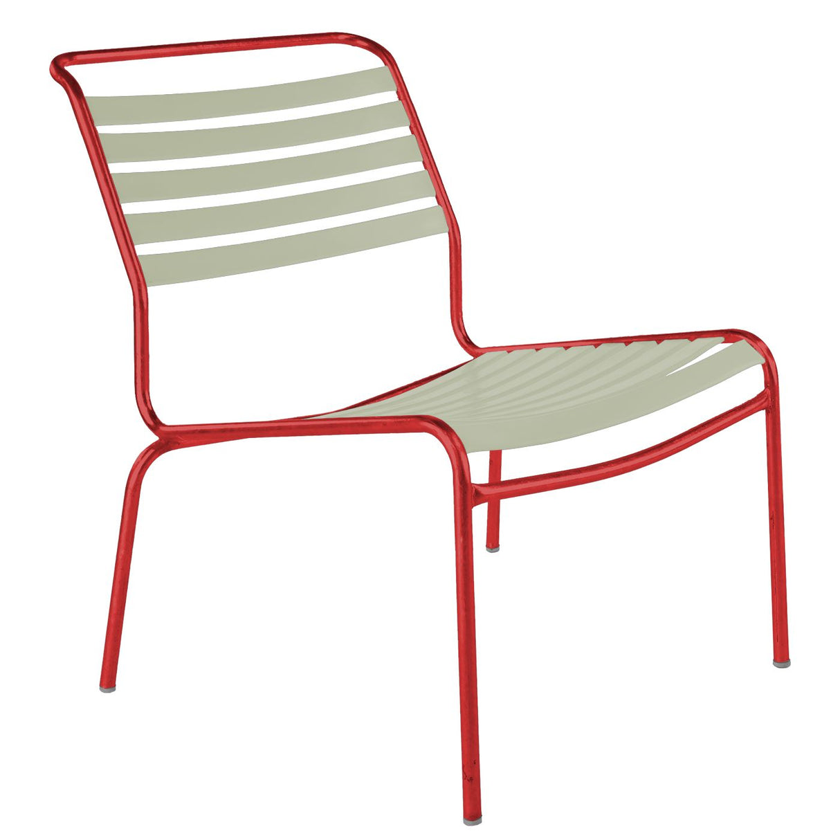Schaffner Säntis Chaise basse à lattes Rouge 30 Vert pastel 64 