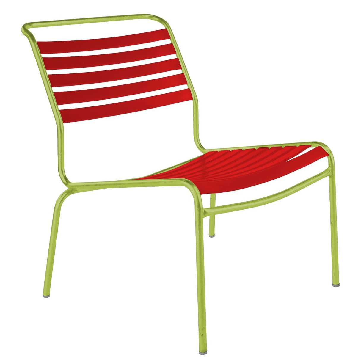 Schaffner Säntis Chaise basse à lattes Vert Clair 63 Rouge 30 