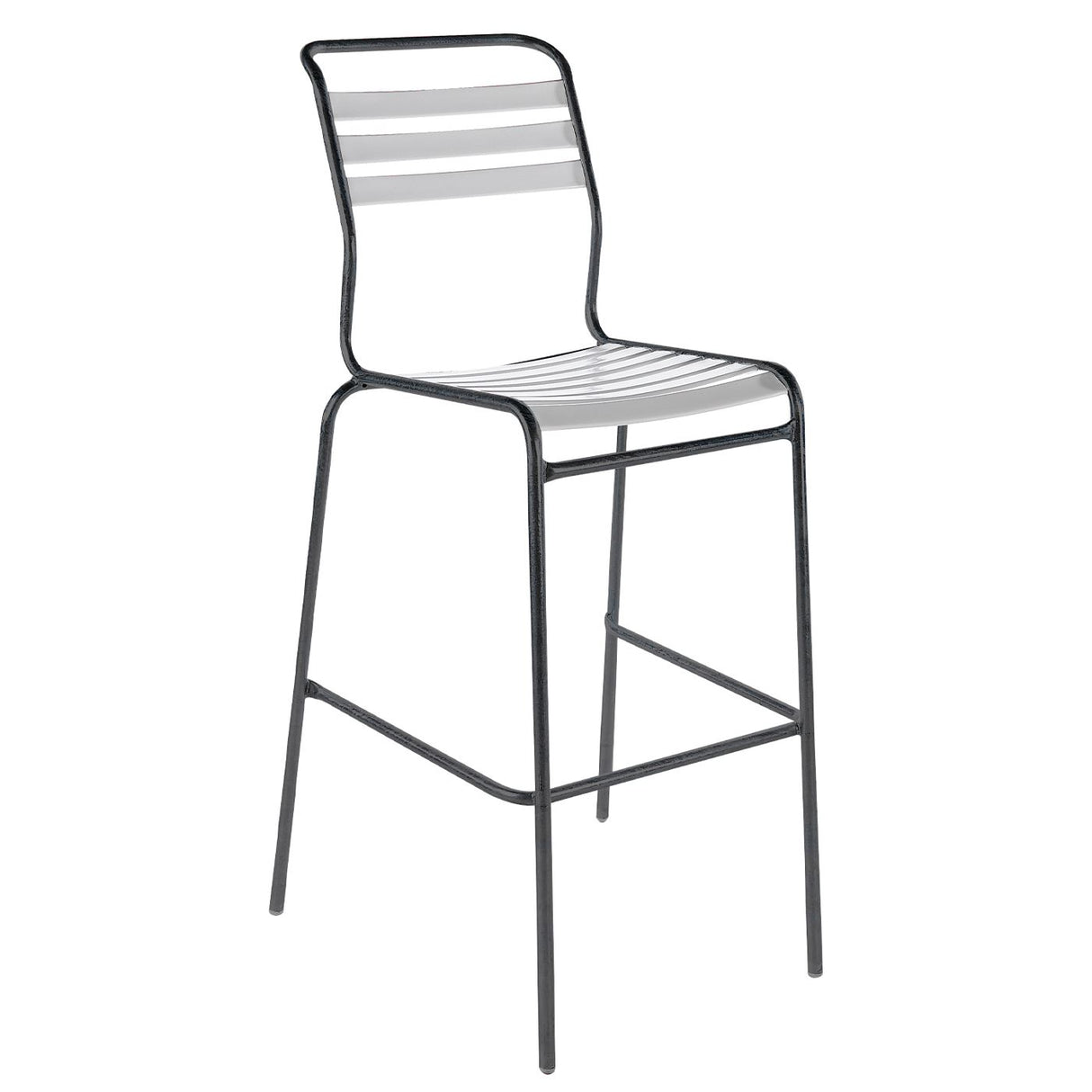 Schaffner Säntis Tabouret de bar à lattes Anthracite 77 Blanc 90 