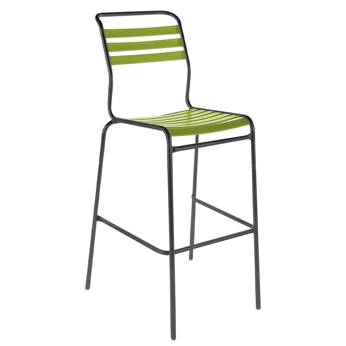 Schaffner Säntis Tabouret de bar à lattes Anthracite 77 Vert Clair 63 