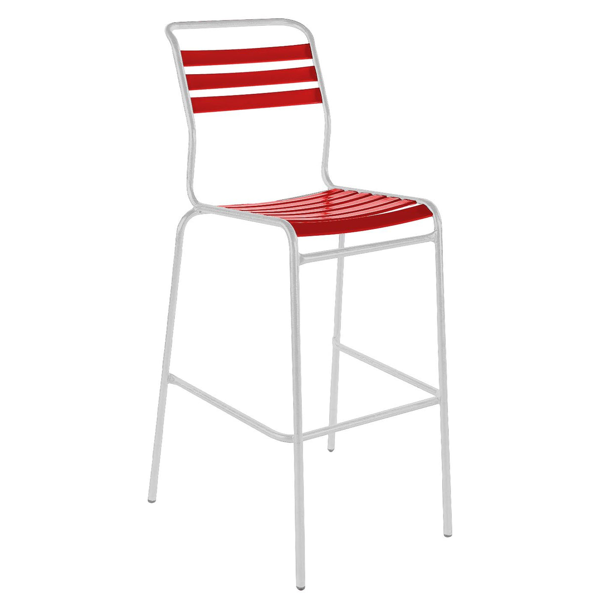 Schaffner Säntis Tabouret de bar à lattes Blanc 90 Rouge 30 