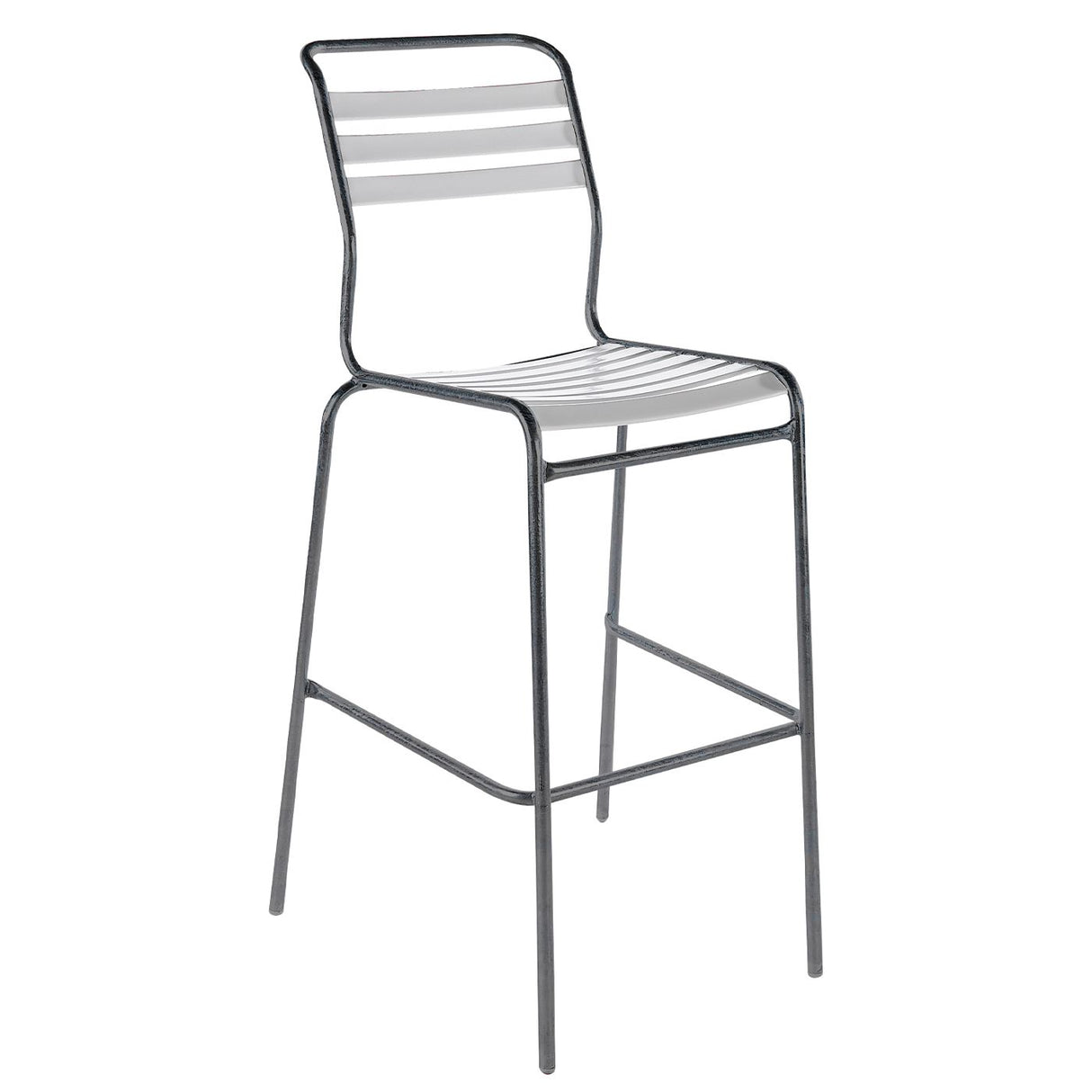 Schaffner Säntis Tabouret de bar à lattes Graphite 73 Blanc 90 