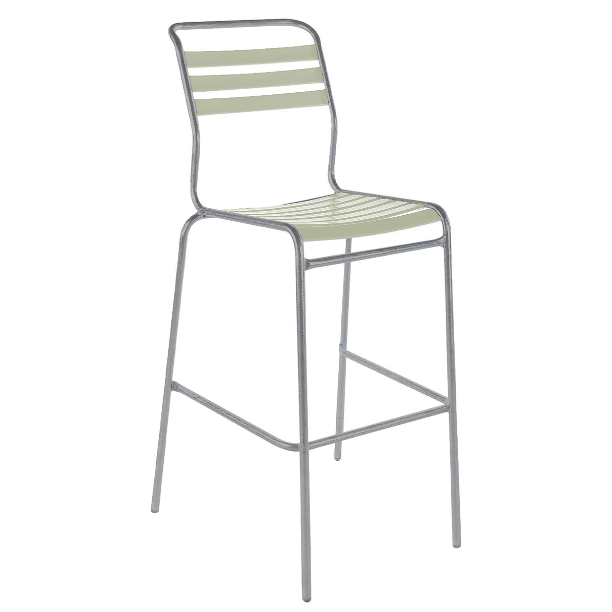 Schaffner Säntis Tabouret de bar à lattes Gris Argent 78 Vert pastel 64 