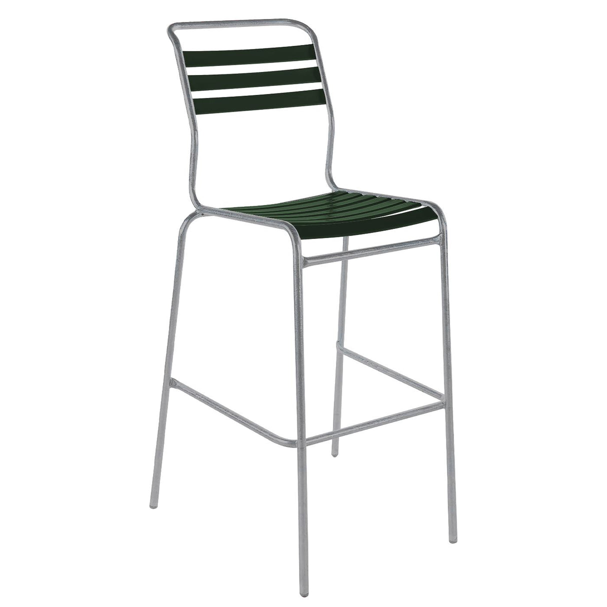 Schaffner Säntis Tabouret de bar à lattes Gris Argent 78 Vert sapin 66 