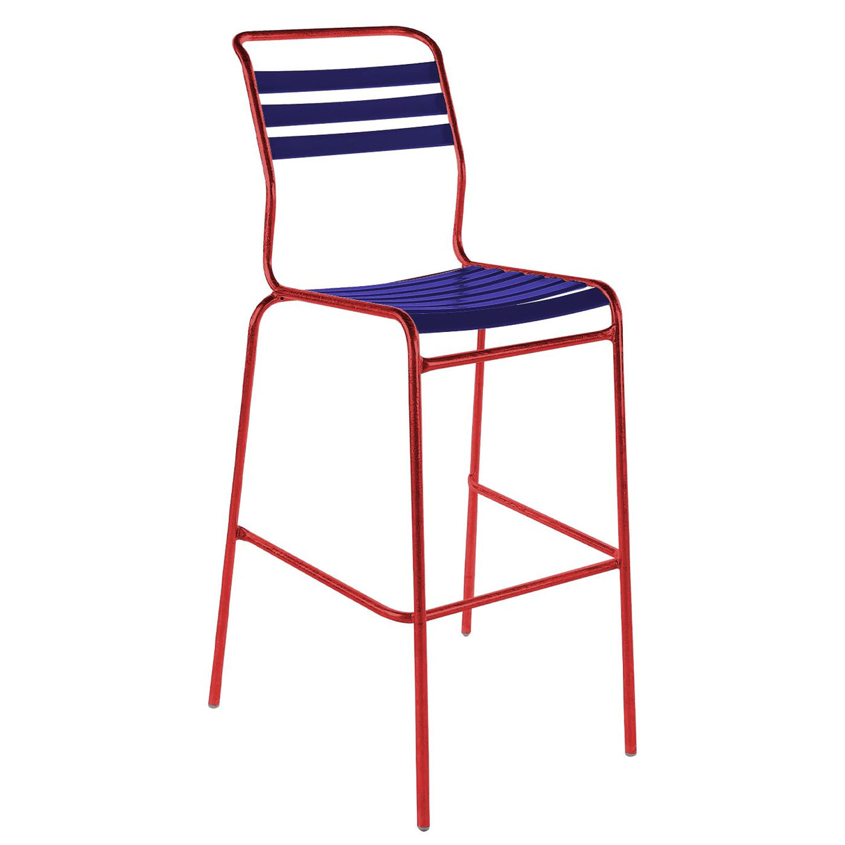 Schaffner Säntis Tabouret de bar à lattes Rouge 30 Bleu 53 