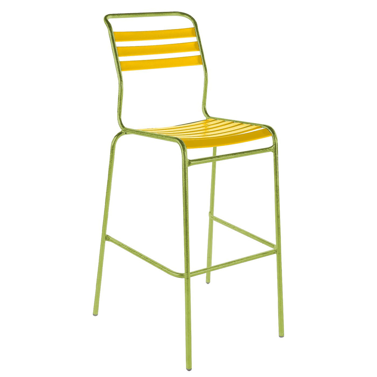 Schaffner Säntis Tabouret de bar à lattes Vert Clair 63 Jaune 11 