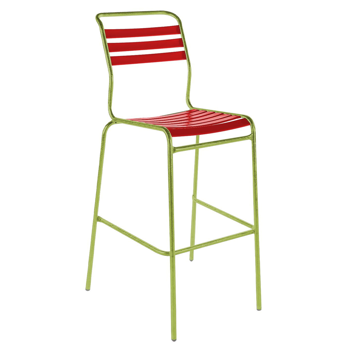 Schaffner Säntis Tabouret de bar à lattes Vert Clair 63 Rouge 30 