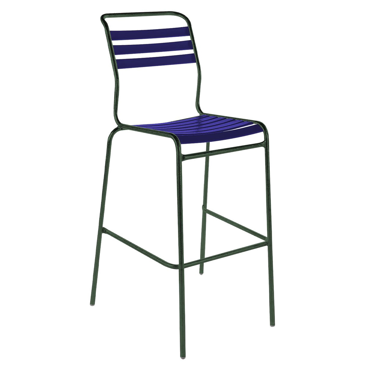 Schaffner Säntis Tabouret de bar à lattes Vert Sapin 66 Bleu 53 