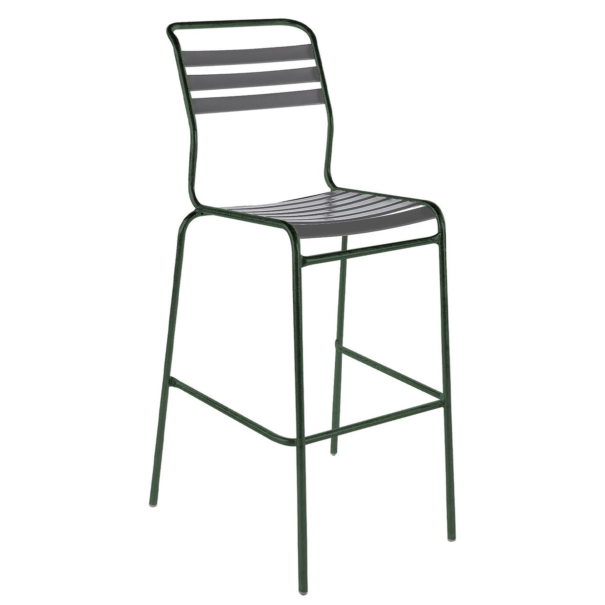 Schaffner Säntis Tabouret de bar à lattes Vert Sapin 66 Graphite 73 