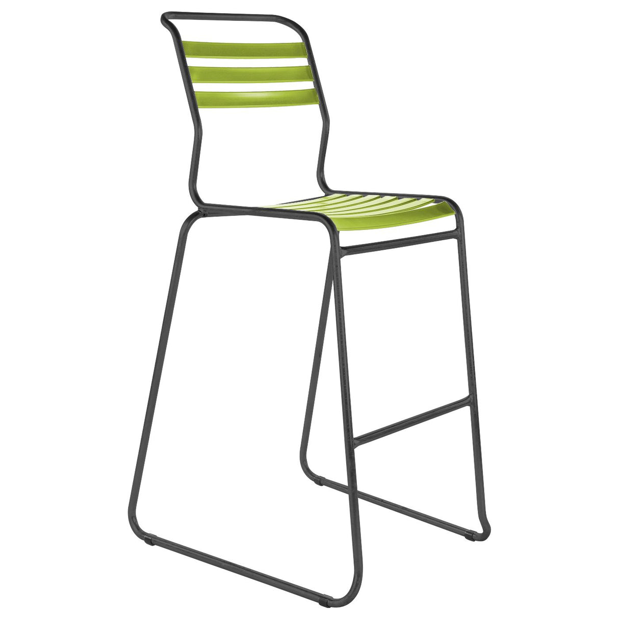 Schaffner Säntis Tabouret de bar luge à lattes Anthracite 77 Vert Clair 63 