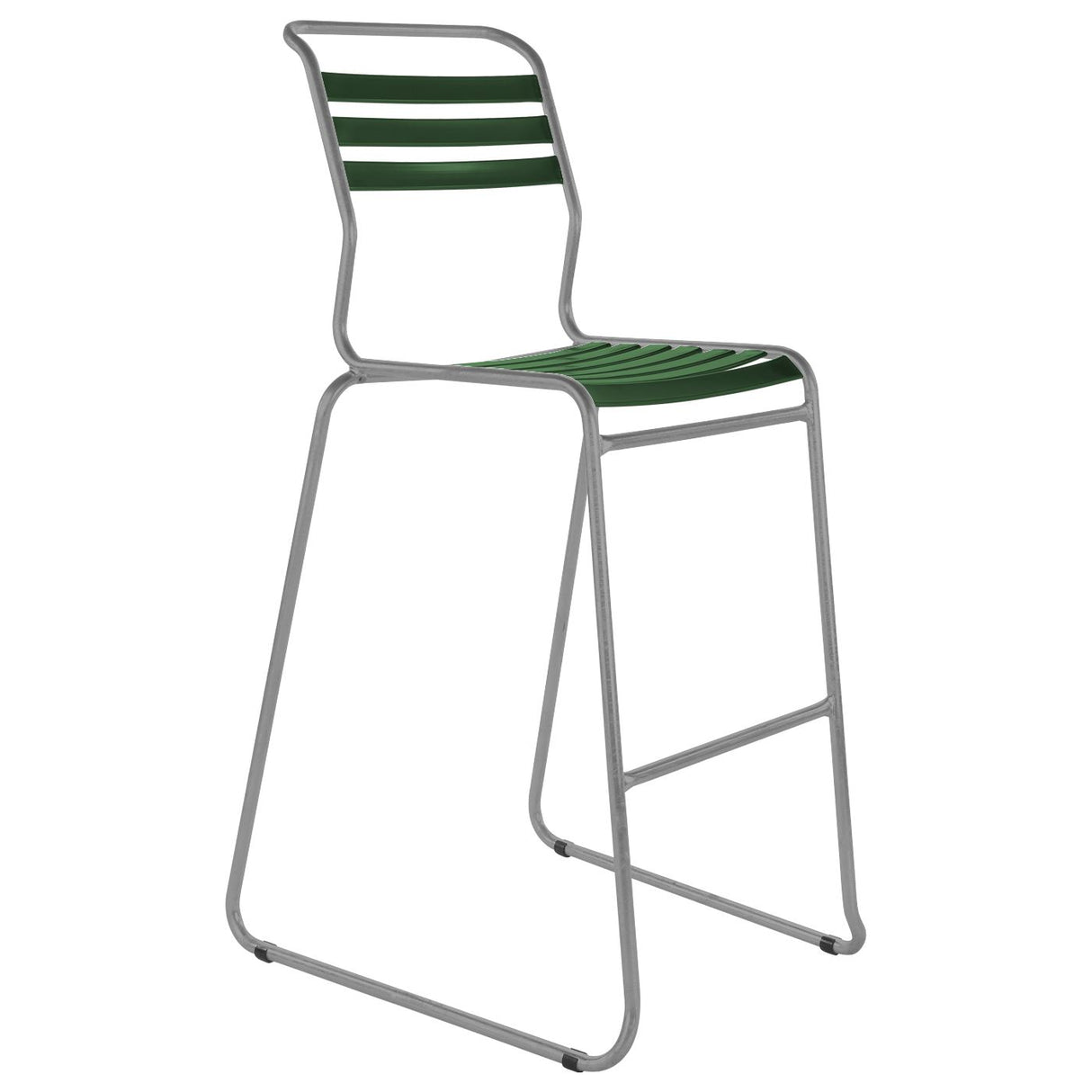 Schaffner Säntis Tabouret de bar luge à lattes Gris Argent 78 Vert sapin 66 
