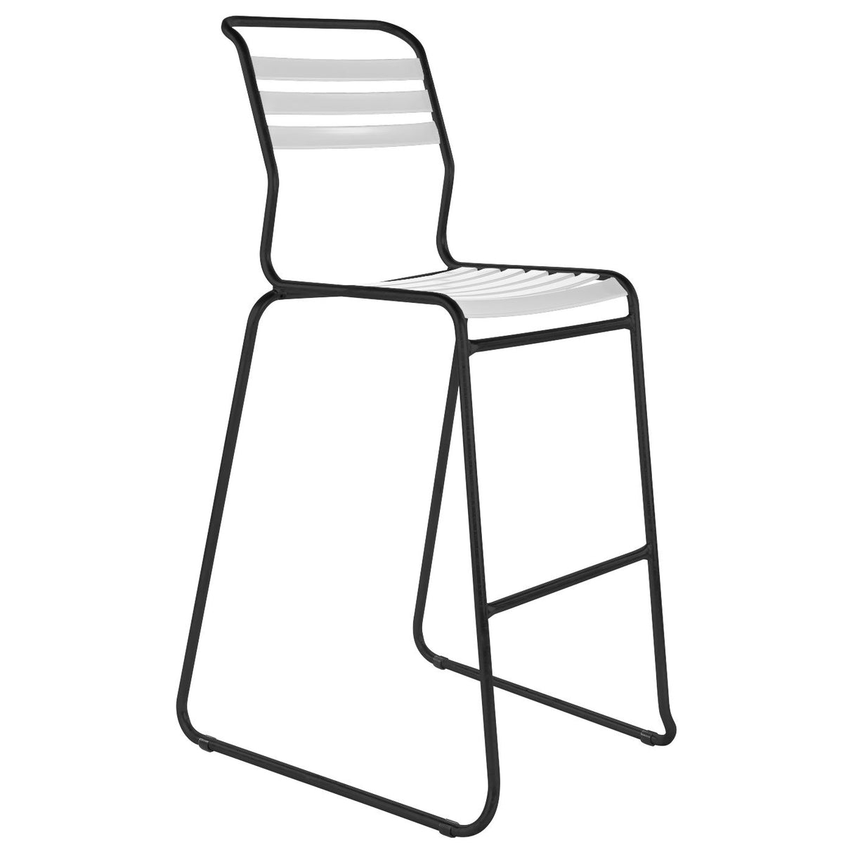 Schaffner Säntis Tabouret de bar luge à lattes Noir 91 Blanc 90 