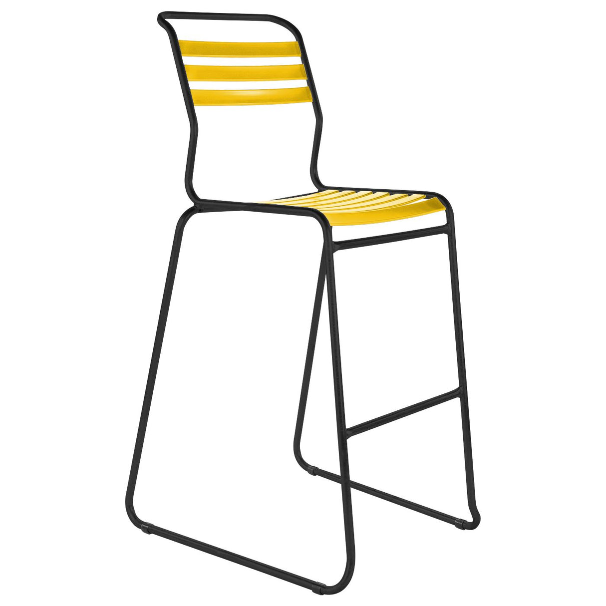 Schaffner Säntis Tabouret de bar luge à lattes Noir 91 Jaune 11 