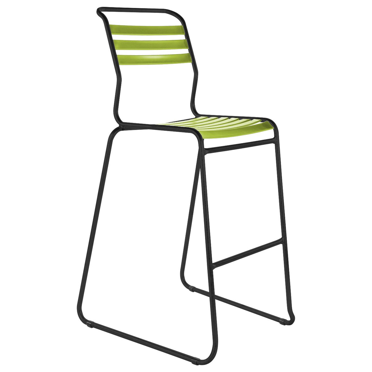 Schaffner Säntis Tabouret de bar luge à lattes Noir 91 Vert Clair 63 