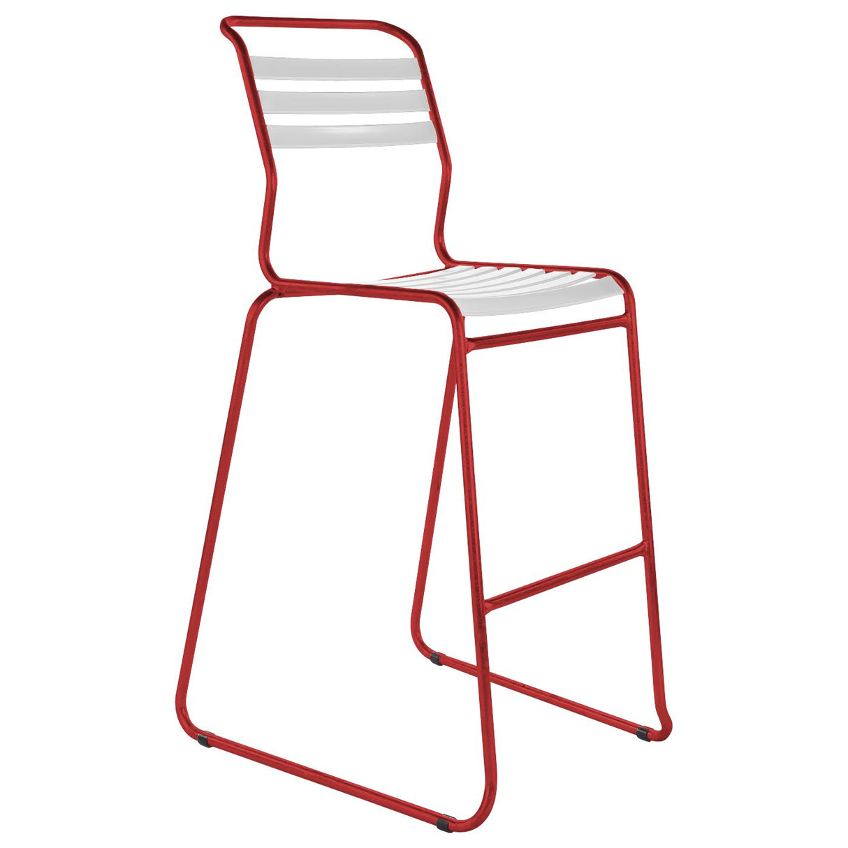 Schaffner Säntis Tabouret de bar luge à lattes Rouge 30 Blanc 90 