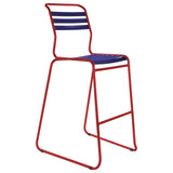 Schaffner Säntis Tabouret de bar luge à lattes Rouge 30 Bleu 53 