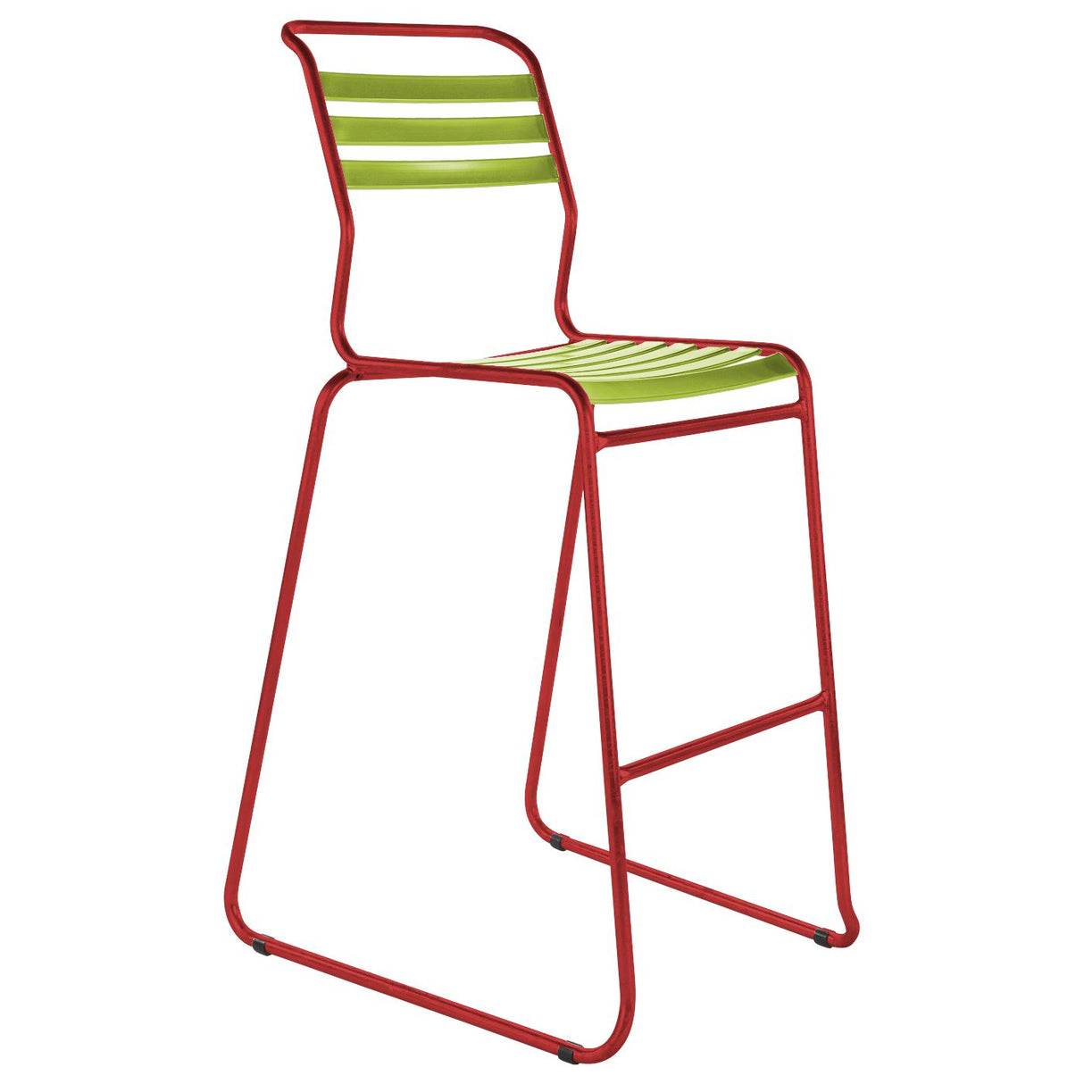 Schaffner Säntis Tabouret de bar luge à lattes Rouge 30 Vert Clair 63 
