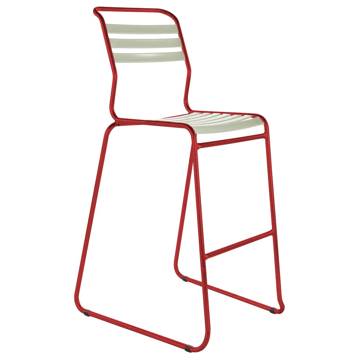 Schaffner Säntis Tabouret de bar luge à lattes Rouge 30 Vert pastel 64 