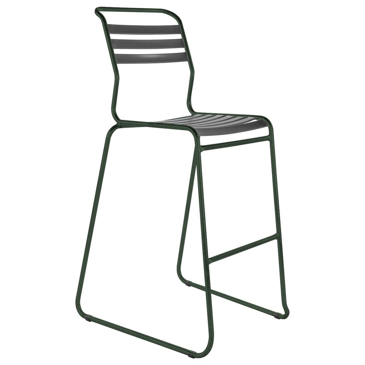 Schaffner Säntis Tabouret de bar luge à lattes Vert Sapin 66 Anthracite 77 