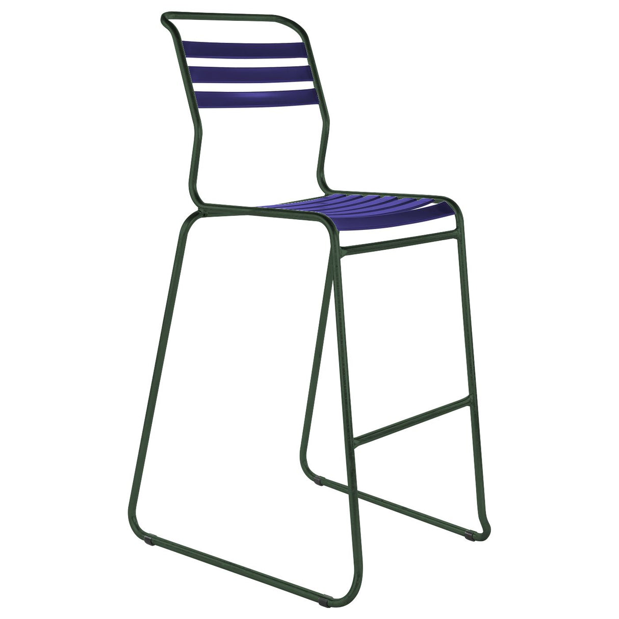 Schaffner Säntis Tabouret de bar luge à lattes Vert Sapin 66 Bleu 53 