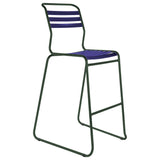 Schaffner Säntis Tabouret de bar luge à lattes Vert Sapin 66 Bleu 53 