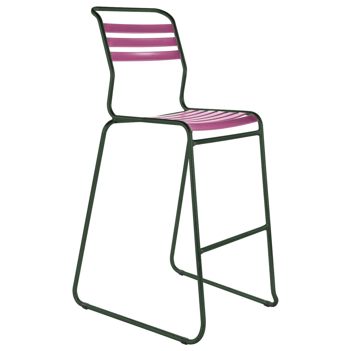 Schaffner Säntis Tabouret de bar luge à lattes Vert Sapin 66 Rose 41 