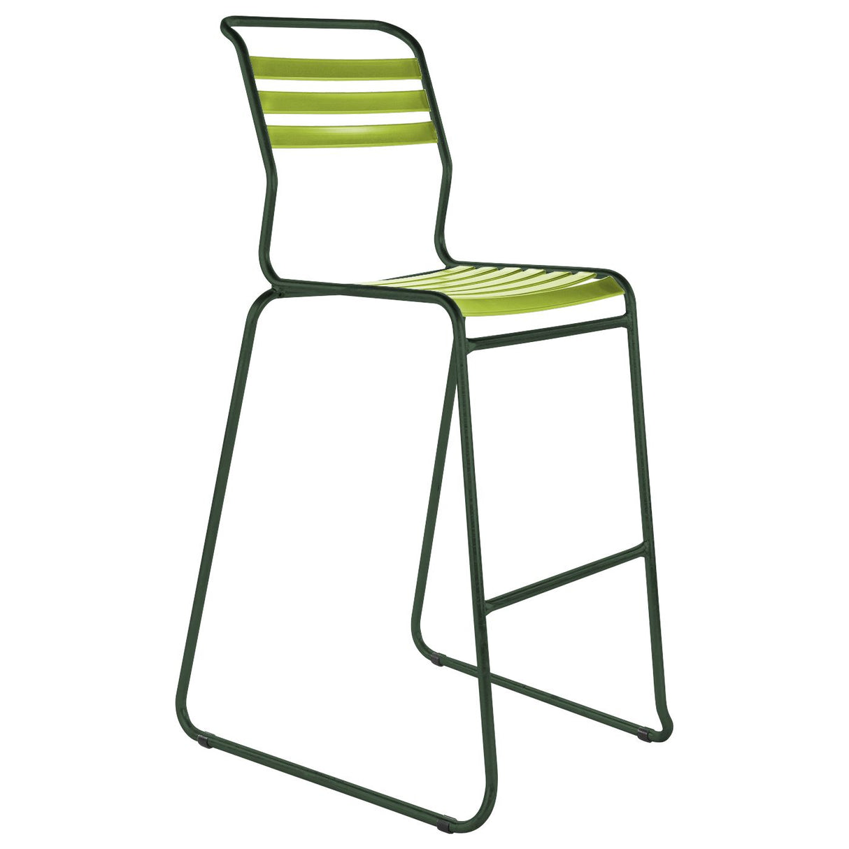 Schaffner Säntis Tabouret de bar luge à lattes Vert Sapin 66 Vert Clair 63 