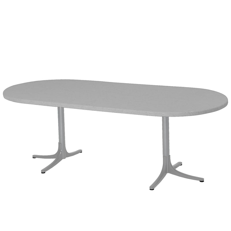 Schaffner Schaffhausen Table repas rabattable extensible ovale 160/218x95cm Gris Argent 78 Blanc 90 