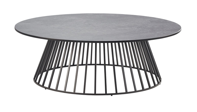 Solpuri Grid Table basse Ø 110cm h: 30cm - Alu Anthracite / Plateau HPL 