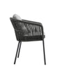 Solpuri Loop Fauteuil repas avec Coussin d'assise / Coussin de dossier carré 42 x 42cm - Alu String-Flex Anthracite Premium Bombay graphite 628 