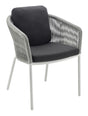 Solpuri Loop Fauteuil repas avec Coussin d'assise / Coussin de dossier carré 42 x 42cm - Alu String-Flex White-grey 