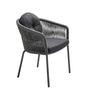 Solpuri Loop Fauteuil repas avec Coussin d'assise / Coussin de dossier rond Ø 42cm - Alu String-Flex Anthracite Premium Bombay graphite 628 
