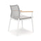 Solpuri Vera Fauteuil empilable - Accoudoirs teck - avec Coussin d'assise - Alu White / String Flex White grey 