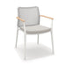 Solpuri Vera Fauteuil empilable - Accoudoirs teck - avec Coussin d'assise - Alu White / String Flex White grey Premium Bombay anthracite 626 